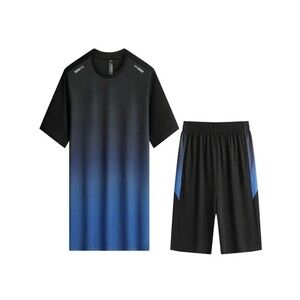 Men Summer Sports Outfit 2-Piece Set Short Sleeve T Shirt Short Tracksuit Sz L